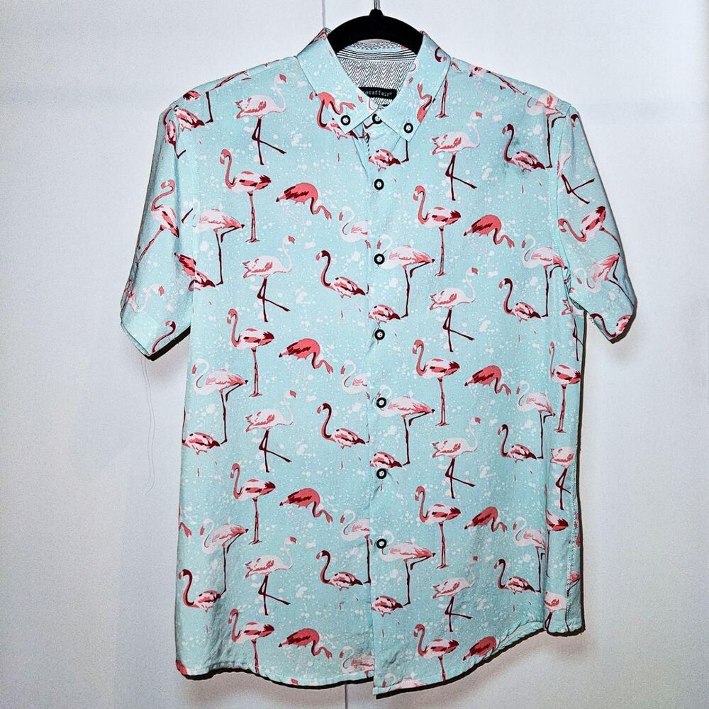 Slim Fit Flamingo Button Up - Size S